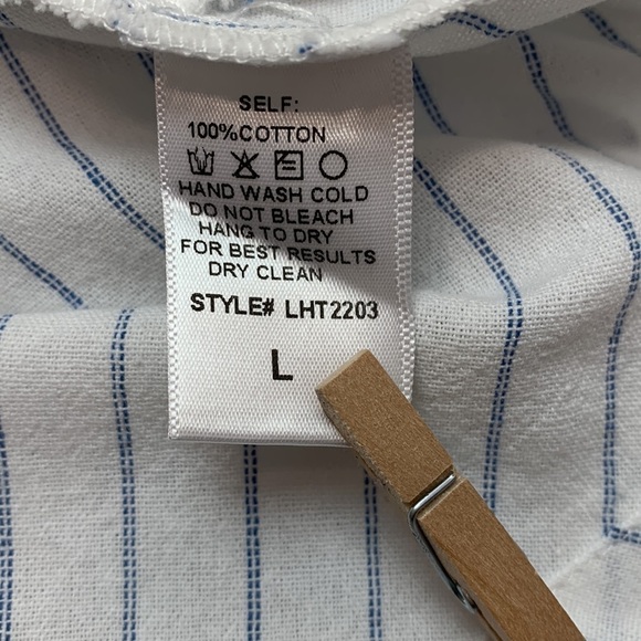 Love and Harmony white and blue striped button front tunic L - Picture 9 of 10